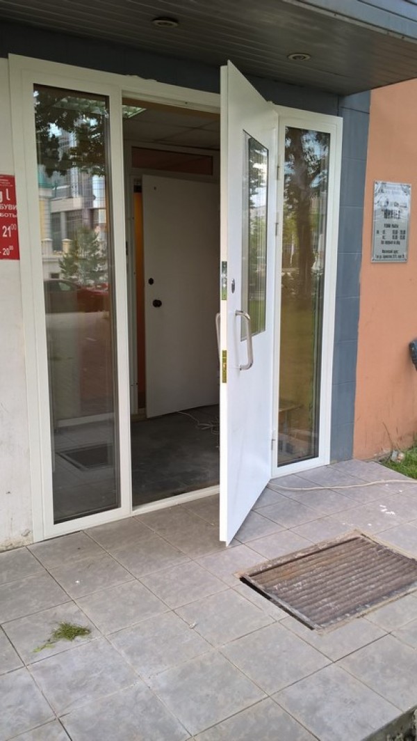 Металлические стеклянные двери входные Москва