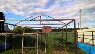 Монтаж металлического навеса автомобильного