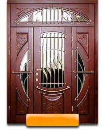 Массив дуба с двух сторон с зеркалами и ковкой